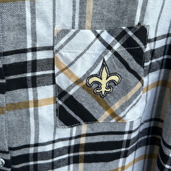 NFL New Orleans Saints Black/Gold Flannel Long Sleeve Button-Up XXL Nightshirt - Picture 5 of 8